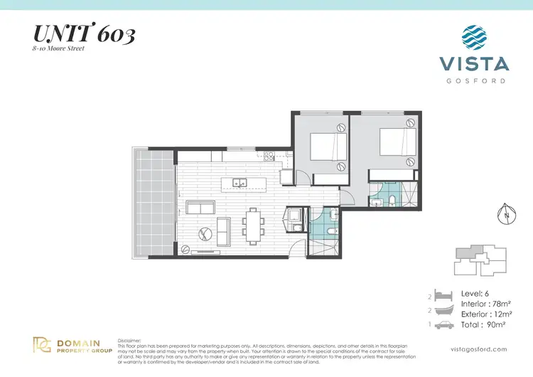 Floorplan of Homely apartment listing, Level 6/603/8-10 Moore Street, West Gosford NSW 2250