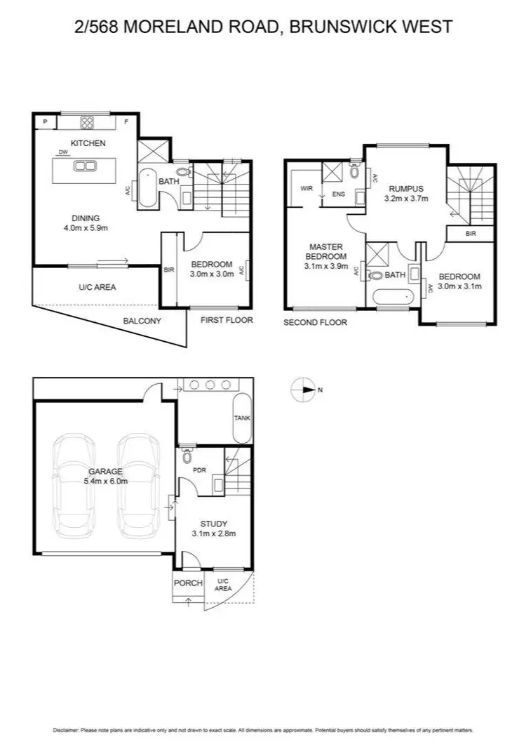 Floorplan of Homely townhouse listing, 2/568 Moreland Road, Brunswick West VIC 3055