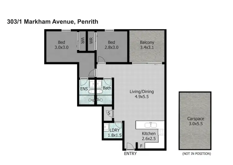 Floorplan of Homely unit listing, 303/1 Markham Avenue, Penrith NSW 2750