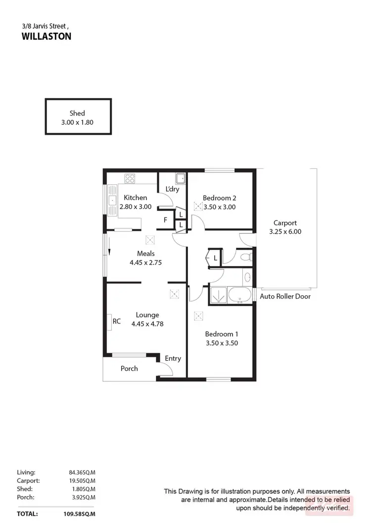 Floorplan of Homely unit listing, 3/8 Jarvis Street, Willaston SA 5118