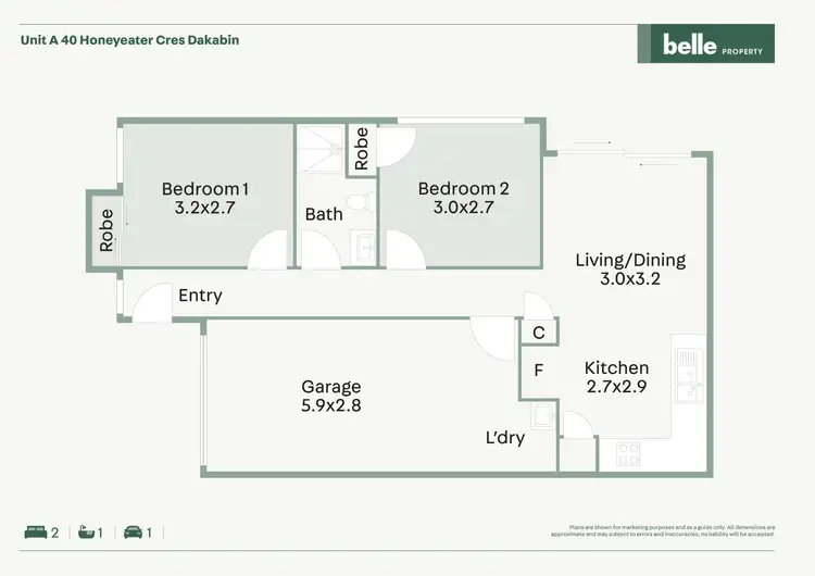Floorplan of Homely semi-detached listing, 1/40 Honeyeater Crescent, Dakabin QLD 4503