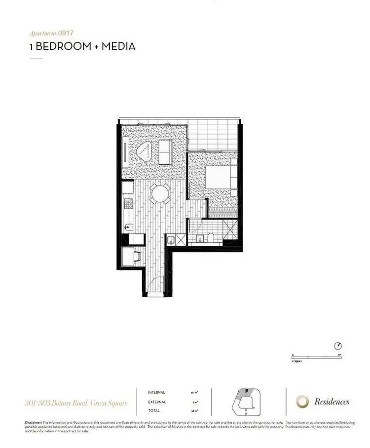 Floorplan of Homely apartment listing, 917/301 Botany Road, Zetland NSW 2017