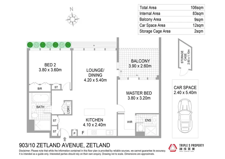 Floorplan of Homely apartment listing, 903/10 Zetland Avenue, Zetland NSW 2017