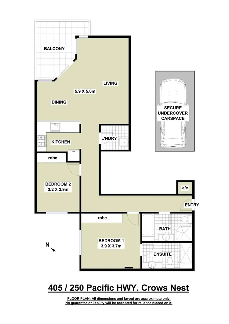 Floorplan of Homely apartment listing, 405/250 Pacific Highway, Crows Nest NSW 2065