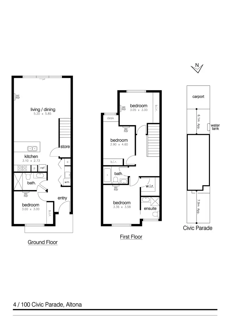 Floorplan of Homely townhouse listing, 4/100 Civic Parade, Altona VIC 3018