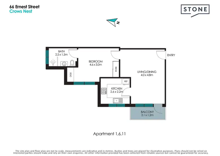 Floorplan of Homely apartment listing, 6/66 Ernest Street, Crows Nest NSW 2065