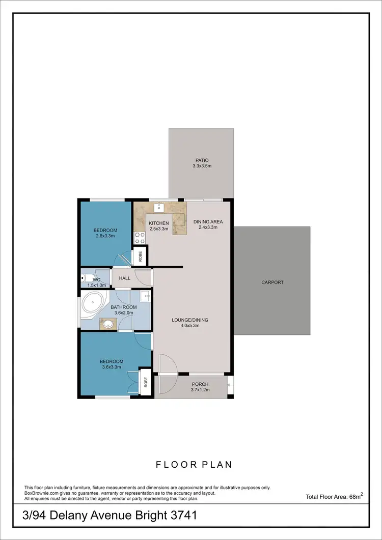 Floorplan of Homely unit listing, 3/92-94 Delany Avenue, Bright VIC 3741