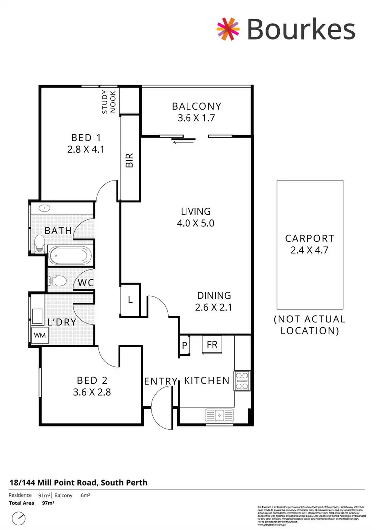 Floorplan of Homely apartment listing, 18/144 Mill Point Road, South Perth WA 6151