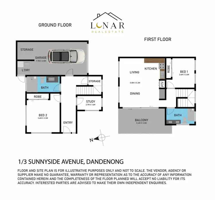 Floorplan of Homely townhouse listing, 1/3 Sunnyside Avenue, Dandenong VIC 3175