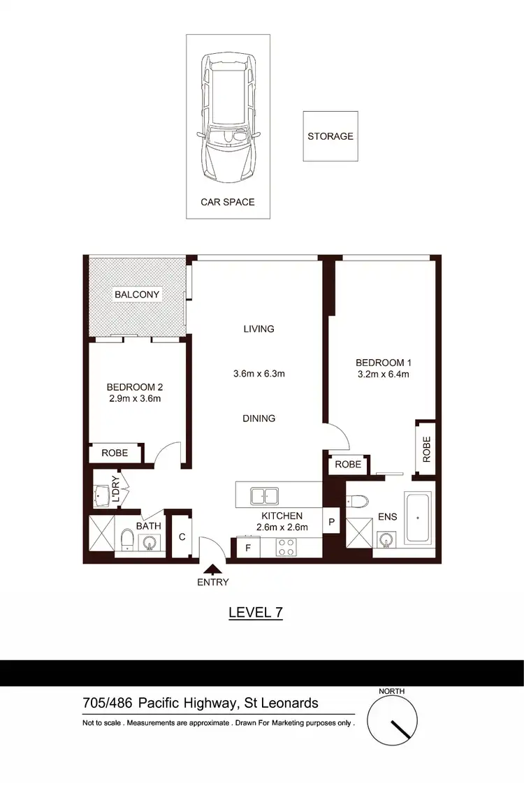 Floorplan of Homely apartment listing, 705/486 Pacific Highway, St Leonards NSW 2065