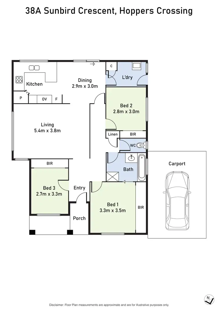 Floorplan of Homely unit listing, 38A Sunbird Crescent, Hoppers Crossing VIC 3029