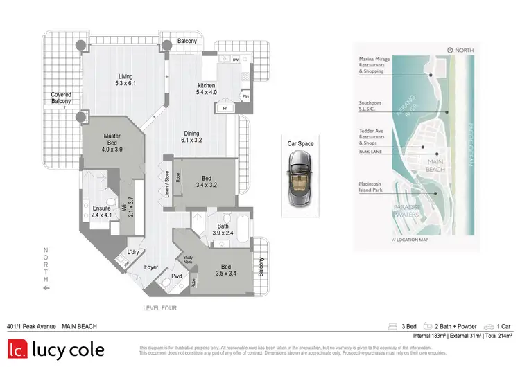 Floorplan of Homely apartment listing, 401/1 Peak Avenue, Main Beach QLD 4217