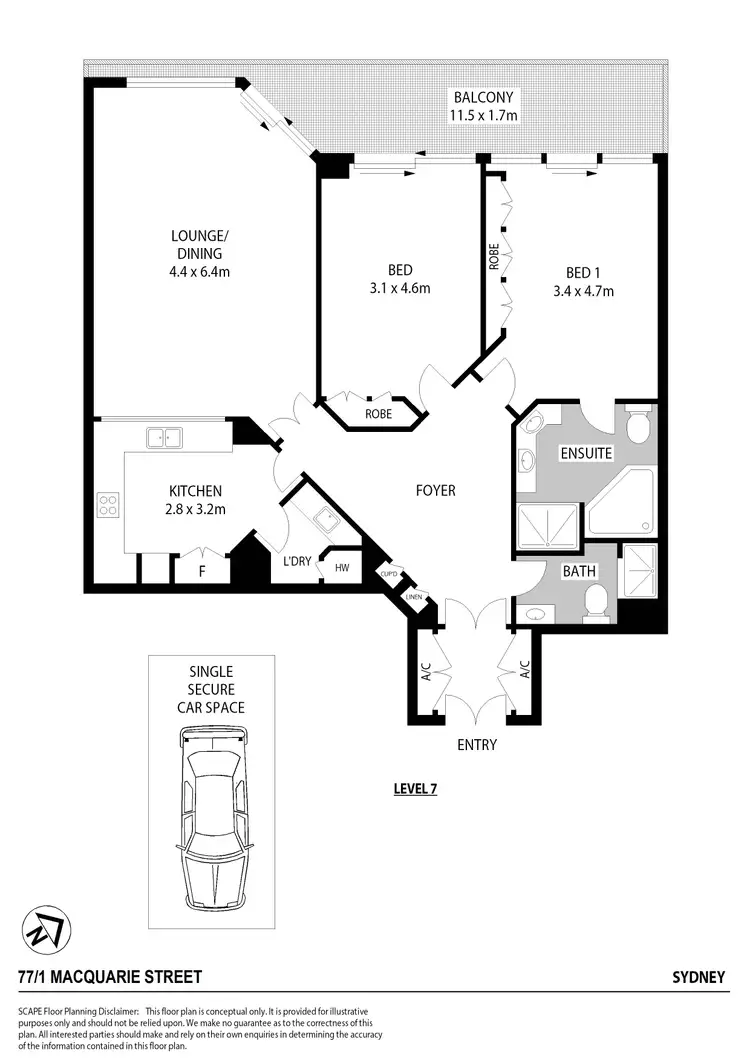 Floorplan of Homely apartment listing, 77/1 Macquarie Street, Sydney NSW 2000