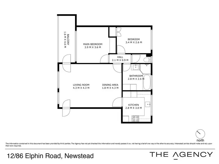 Floorplan of Homely unit listing, 12/86 Elphin Road, Newstead TAS 7250
