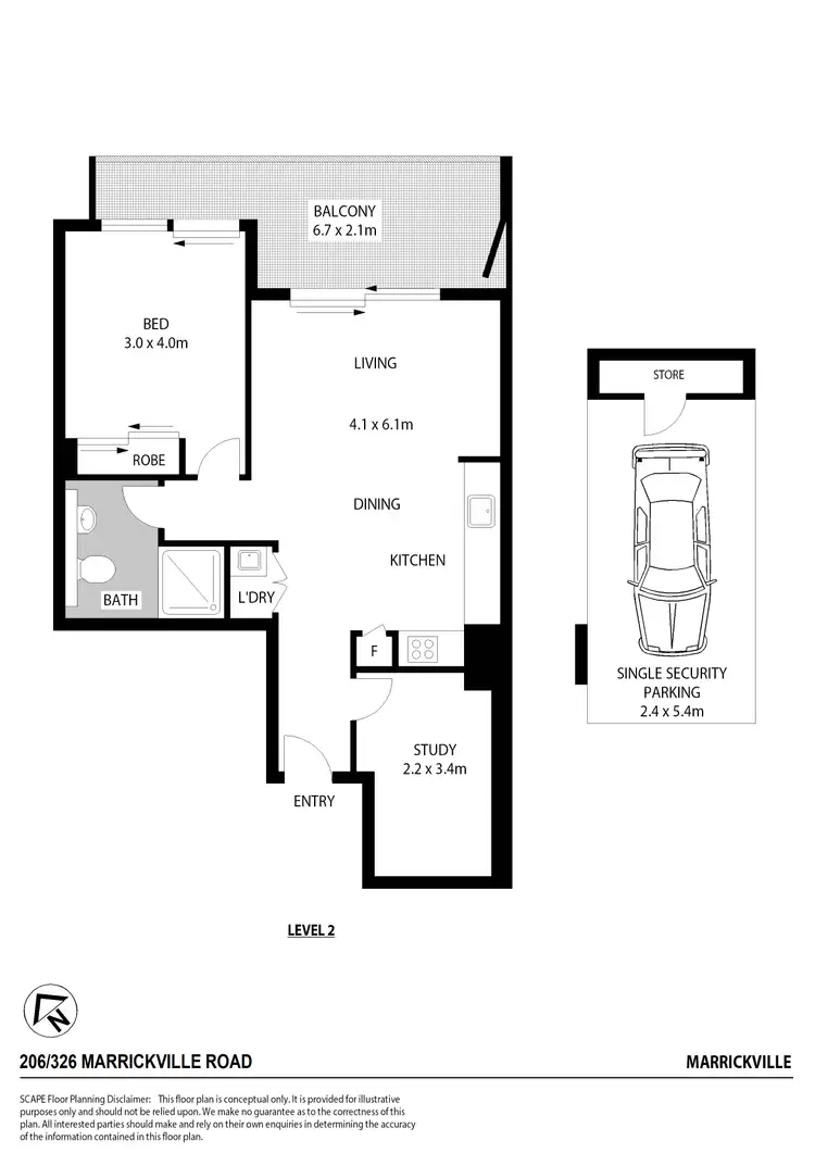 Floorplan of Homely apartment listing, 206/326 Marrickville Road, Marrickville NSW 2204
