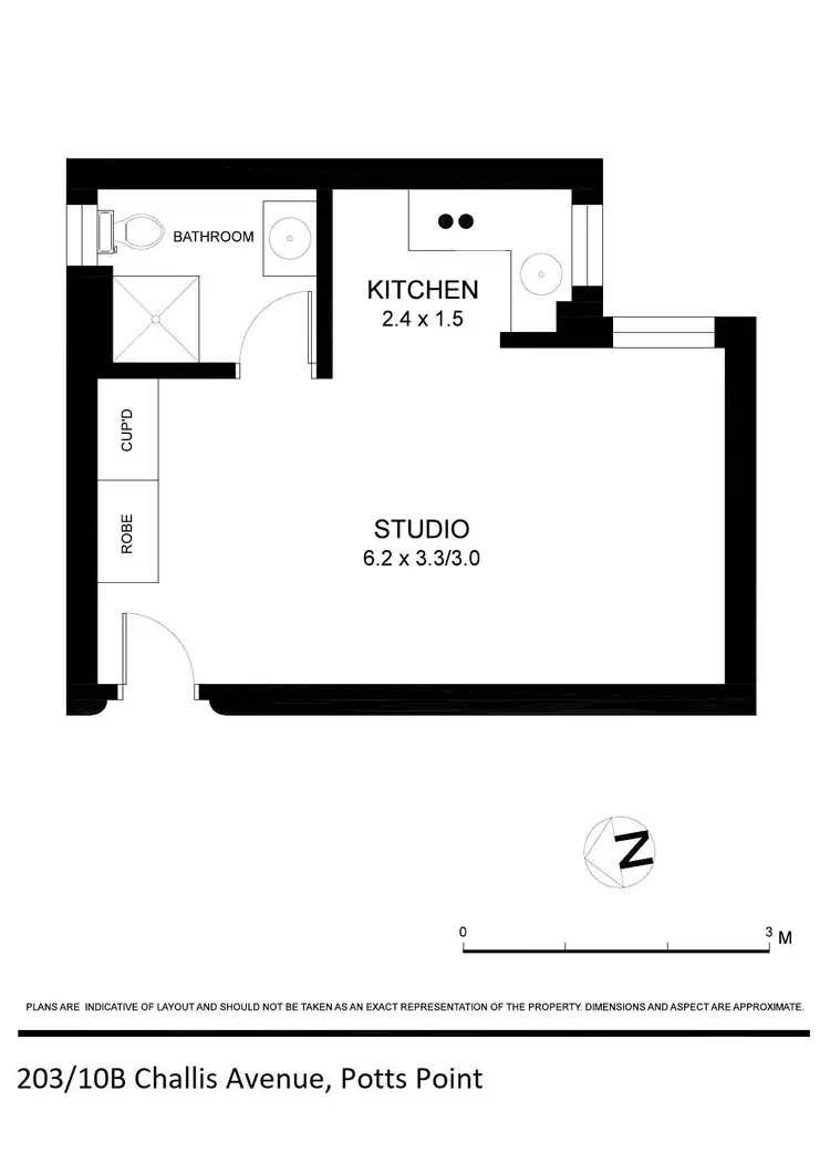 Floorplan of Homely studio listing, 203/10B Challis Avenue, Potts Point NSW 2011