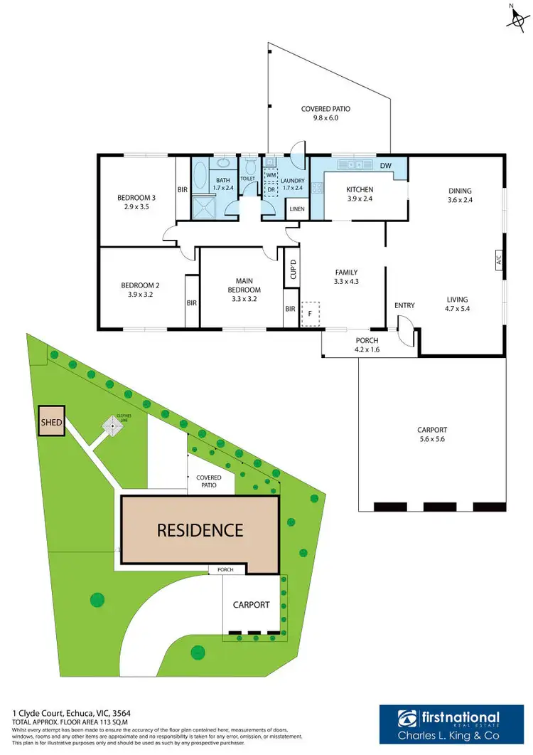 Floorplan of Homely house listing, 1 Clyde Court, Echuca VIC 3564