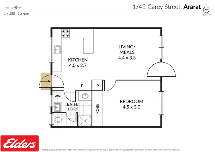 Floorplan of Homely block of units listing, 1/42 Carey Street, Ararat VIC 3377