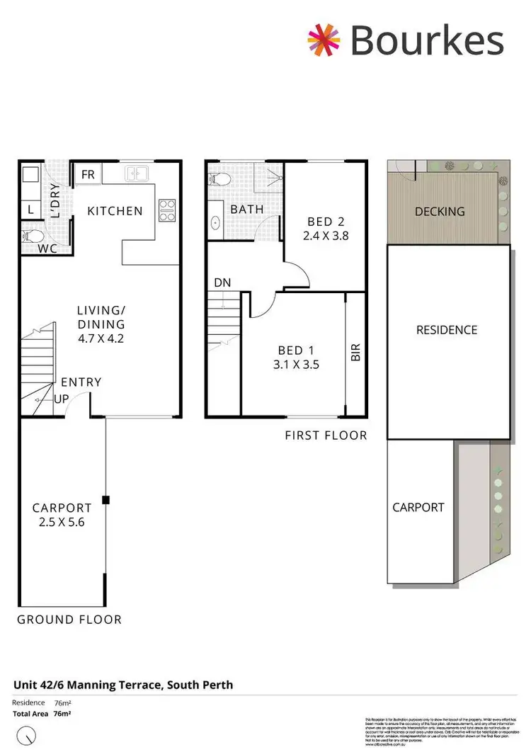 Floorplan of Homely townhouse listing, 42/6 Manning Terrace, South Perth WA 6151