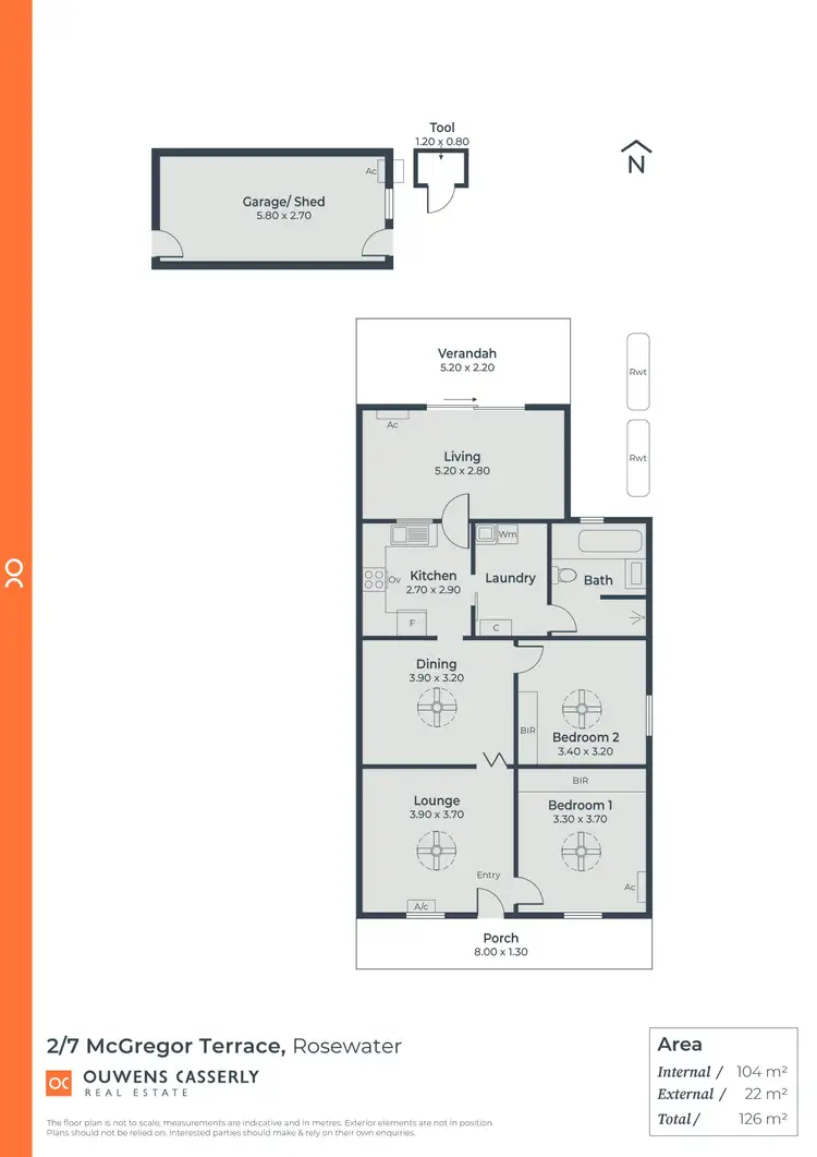 Floorplan of Homely unit listing, 2/7 McGregor Terrace, Rosewater SA 5013