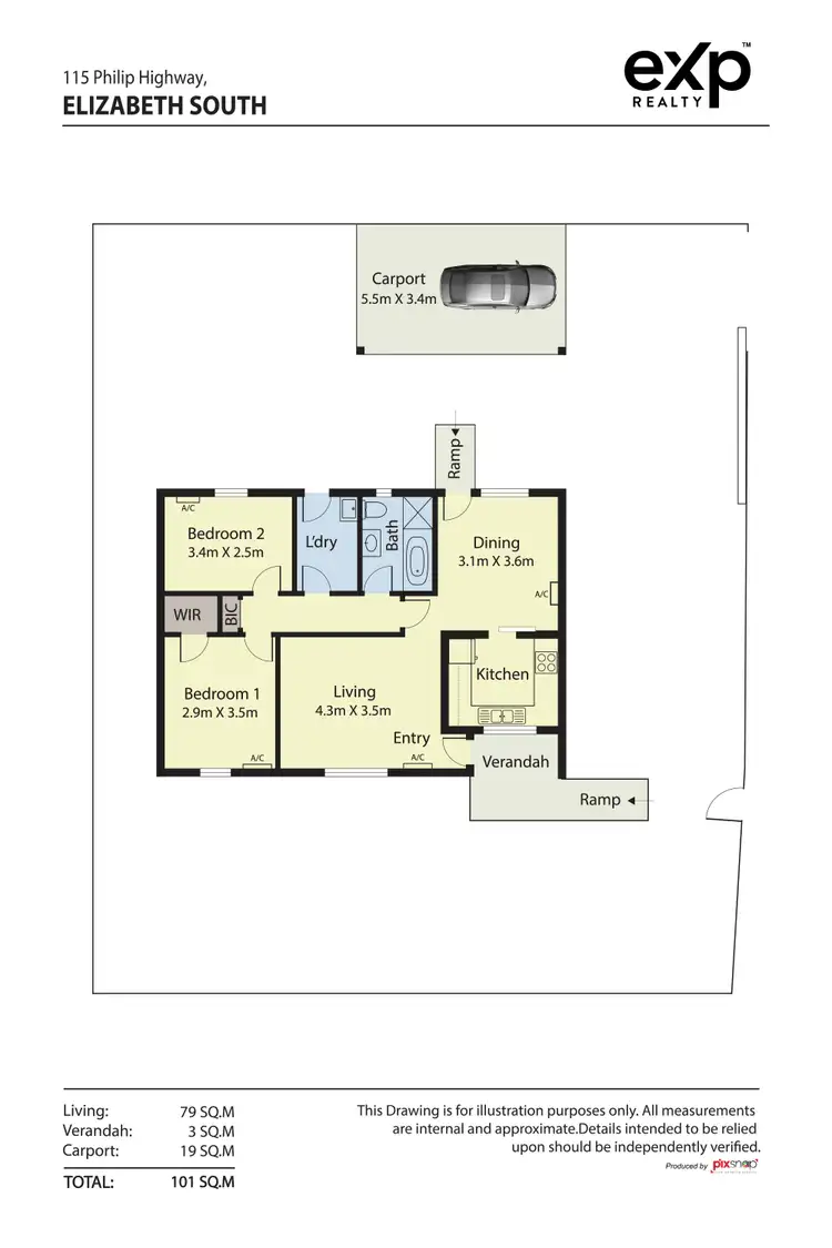 Floorplan of Homely semi-detached listing, 115 Philip Highway, Elizabeth South SA 5112