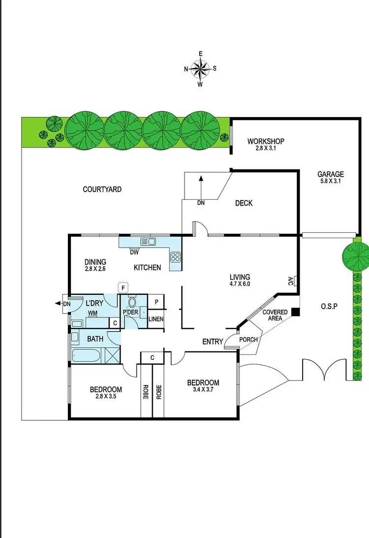 Floorplan of Homely villa listing, 2/9 Tranmere Avenue, Carnegie VIC 3163
