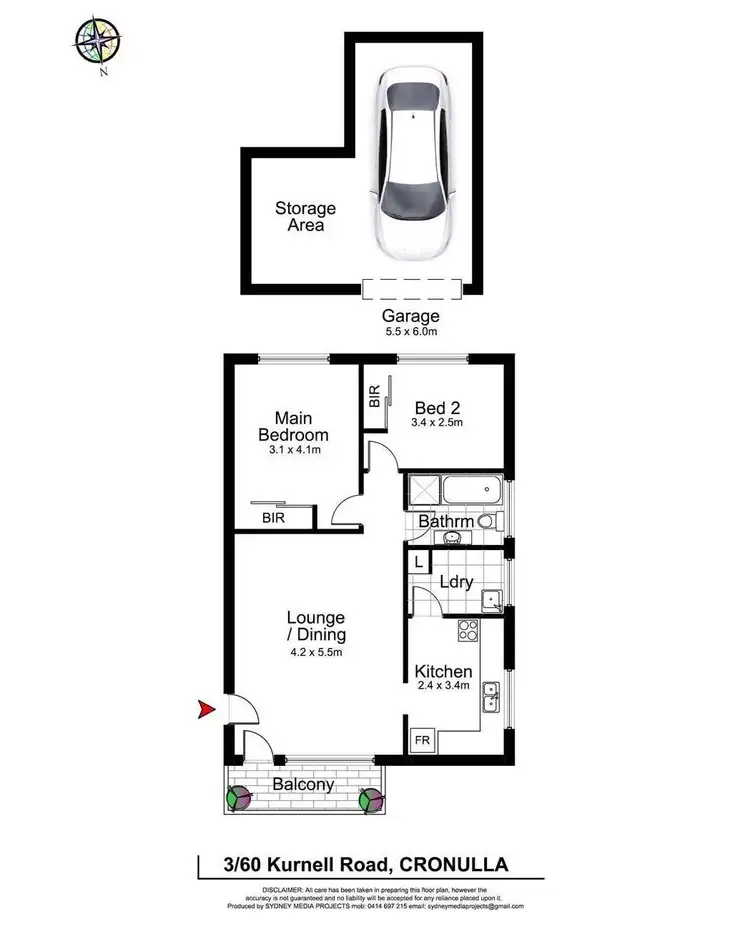 Floorplan of Homely unit listing, 3/60 Kurnell Road, Cronulla NSW 2230