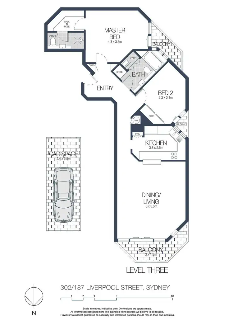Floorplan of Homely apartment listing, 302/187 Liverpool Street, Sydney NSW 2000