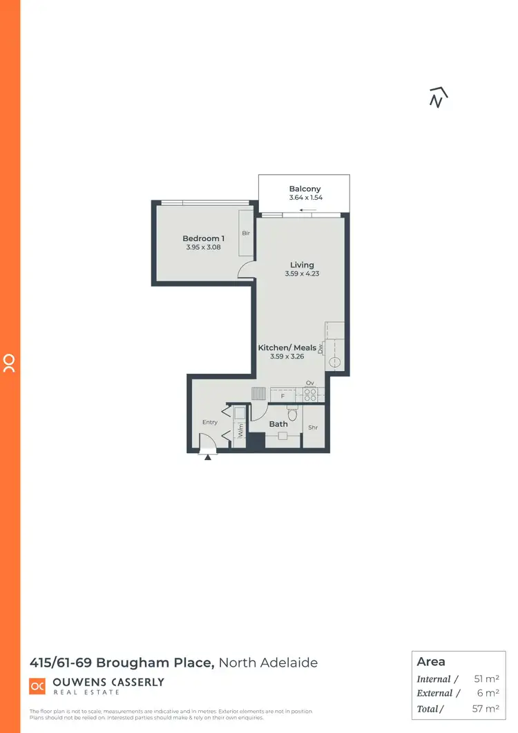 Floorplan of Homely apartment listing, 415/61-69 Brougham Place, North Adelaide SA 5006