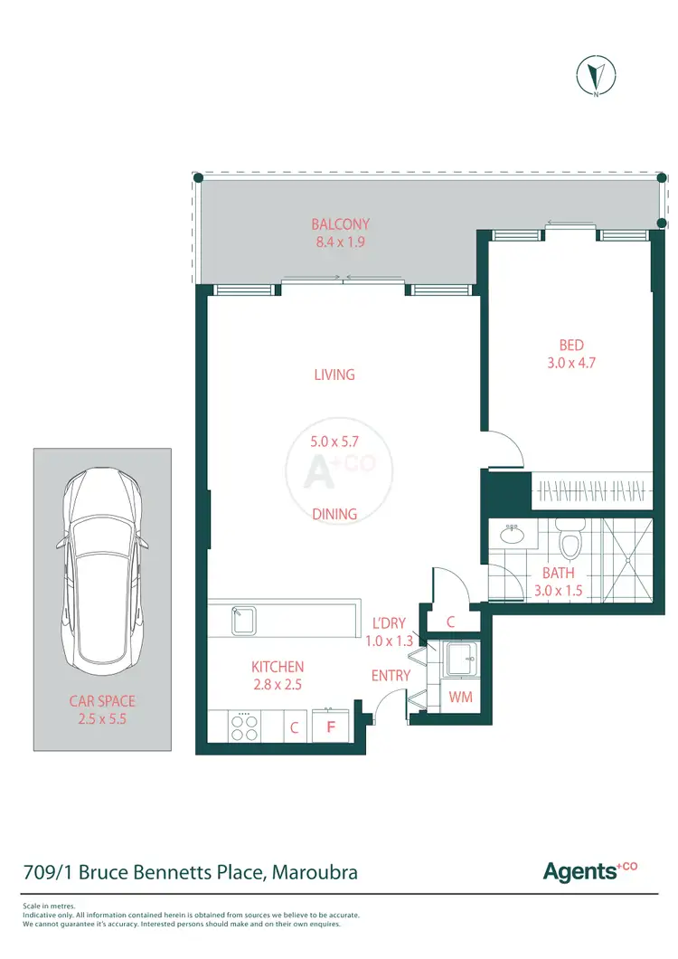 Floorplan of Homely apartment listing, 709/1 Bruce Bennetts Place, Maroubra NSW 2035