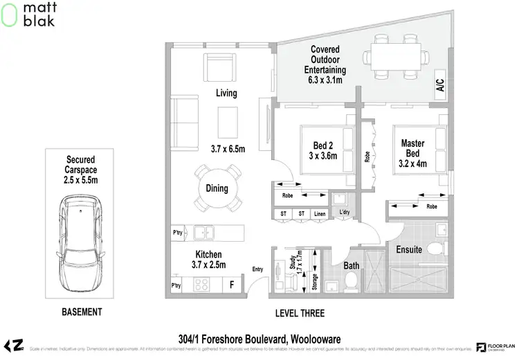 Floorplan of Homely apartment listing, 304/1 Foreshore Boulevard, Woolooware NSW 2230
