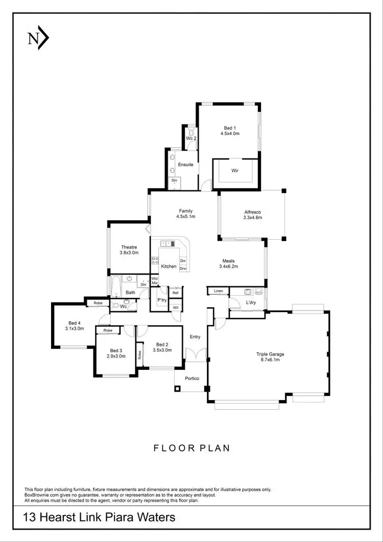 Floorplan of Homely house listing, 13 Hearst Link, Piara Waters WA 6112
