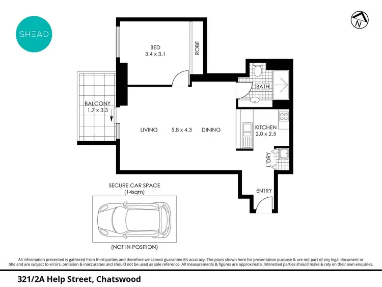 Floorplan of Homely apartment listing, 321/2A Help Street, Chatswood NSW 2067