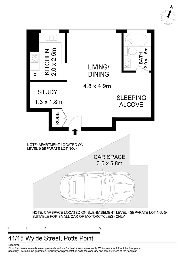 Floorplan of Homely studio listing, 41/15 Wylde Street, Potts Point NSW 2011