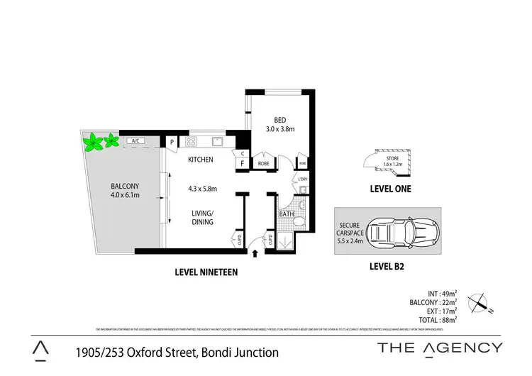 Floorplan of Homely apartment listing, 1905/253 Oxford Street, Bondi Junction NSW 2022