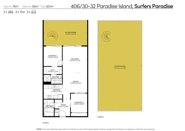 Floorplan of Homely apartment listing, 406/30-32 Paradise Island, Surfers Paradise QLD 4217