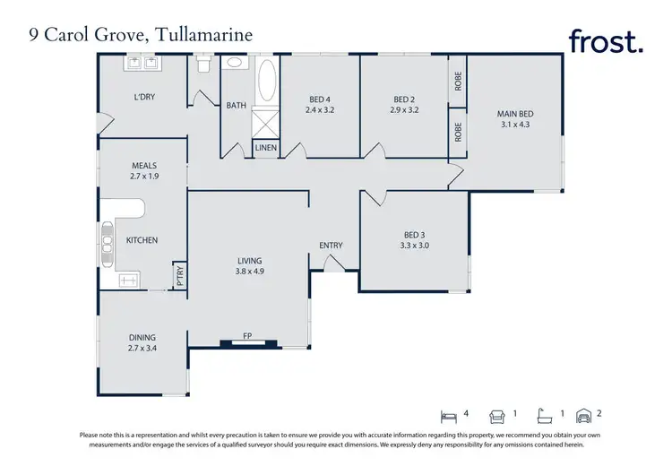Floorplan of Homely house listing, 9 Carol Grove, Tullamarine VIC 3043