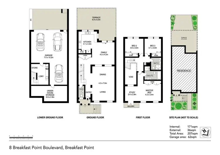 Floorplan of Homely townhouse listing, 8 Breakfast Point Boulevard, Breakfast Point NSW 2137