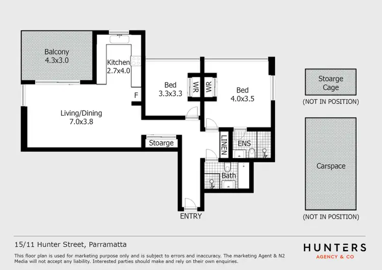 Floorplan of Homely unit listing, 15/11-13 Hunter Street, Parramatta NSW 2150