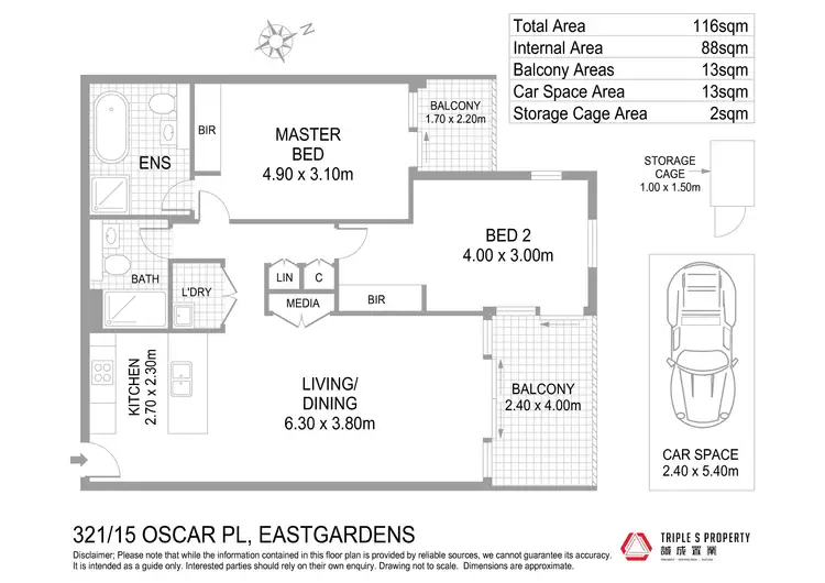 Floorplan of Homely apartment listing, 321/15 Oscar Place, Eastgardens NSW 2036
