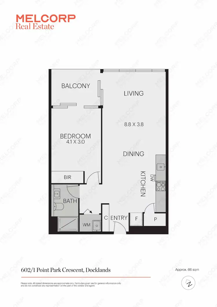 Floorplan of Homely apartment listing, 602/1 Point Park Crescent, Docklands VIC 3008