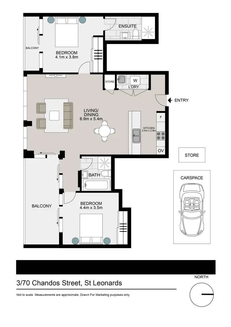 Floorplan of Homely apartment listing, 3/68-70 Chandos Street, St Leonards NSW 2065