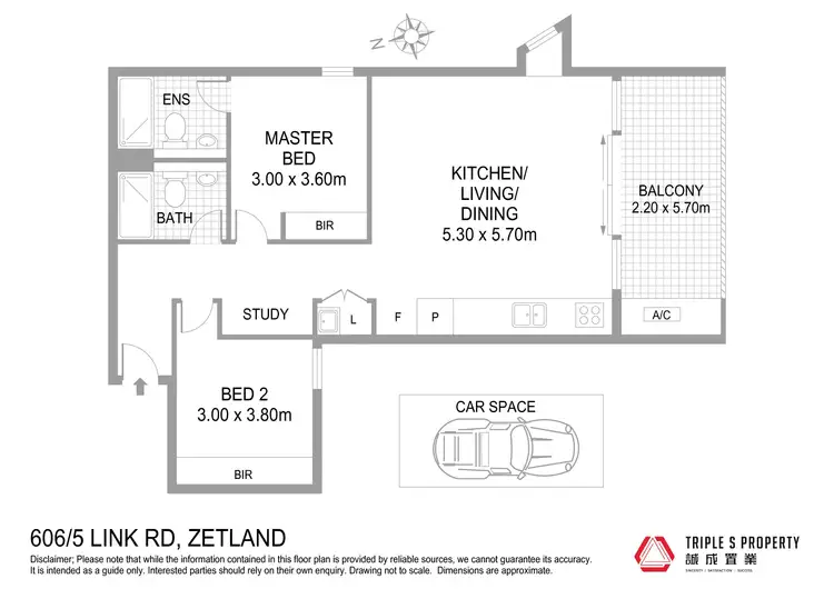 Floorplan of Homely apartment listing, 606/5 Link Road, Zetland NSW 2017
