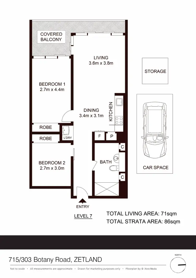 Floorplan of Homely apartment listing, 715/303 Botany Road, Zetland NSW 2017