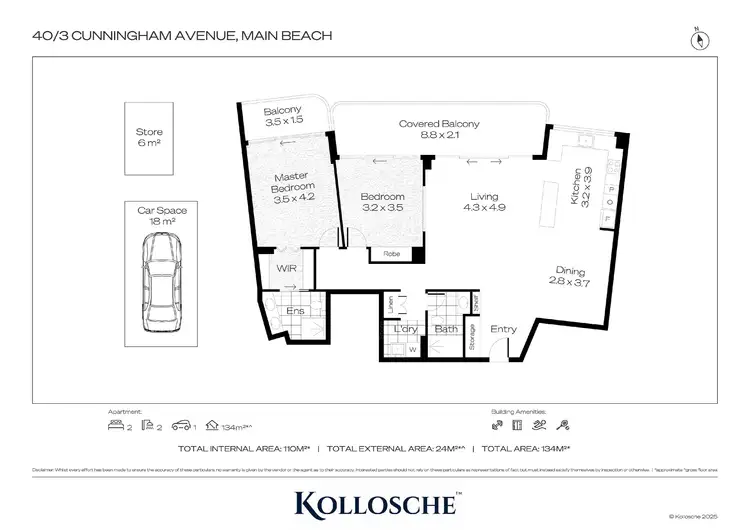 Floorplan of Homely apartment listing, 40/3 Cunningham Avenue, Main Beach QLD 4217