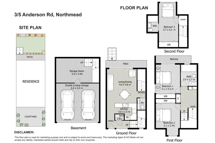 Floorplan of Homely townhouse listing, 3/5 Anderson Road, Northmead NSW 2152