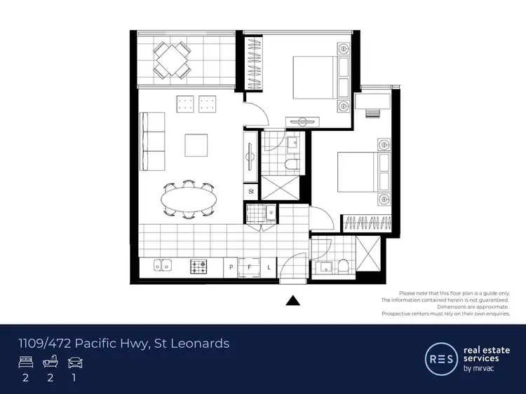 Floorplan of Homely apartment listing, 1109/472 Pacific Highway, St Leonards NSW 2065