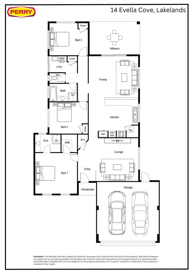 Floorplan of Homely house listing, 14 Evella Cove, Lakelands WA 6180