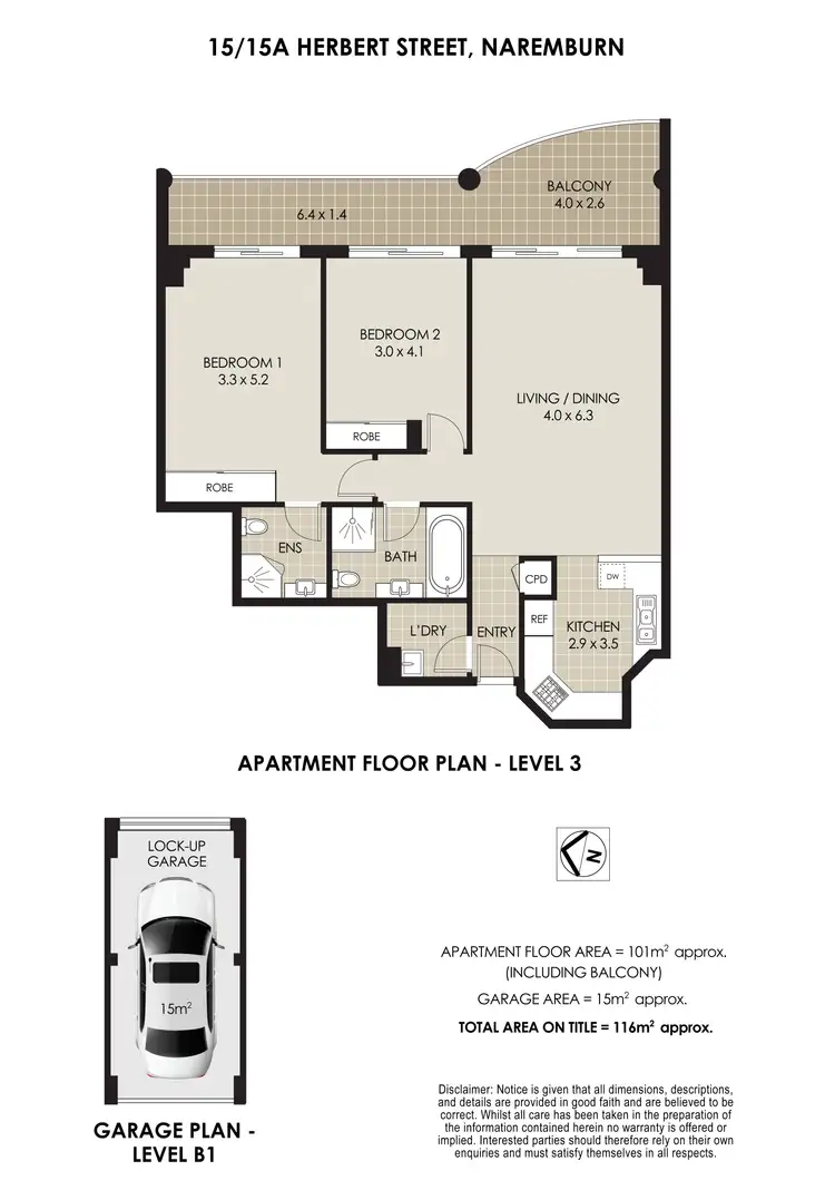 Floorplan of Homely apartment listing, 15/15A Herbert Street, St Leonards NSW 2065