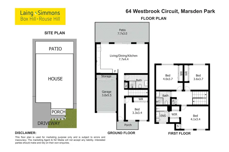 Floorplan of Homely townhouse listing, 64 Westbrook Circuit, Marsden Park NSW 2765